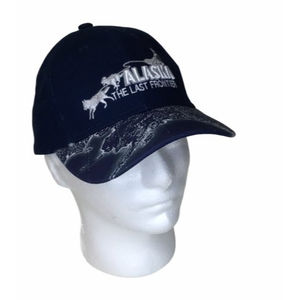 Alaska Dog Sled Baseball Cap Navy Blue Truckers Hat Adjustable Hook & Loop